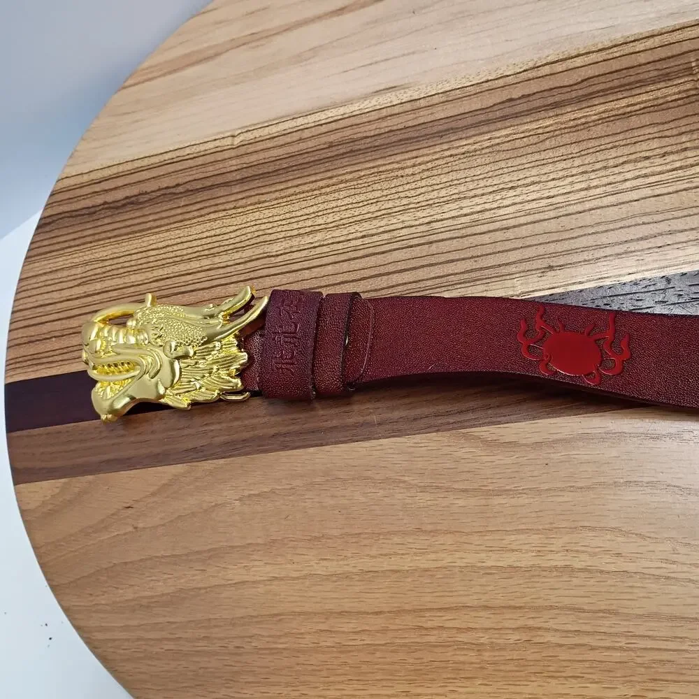 Fashion Dragon Head Buckle Male Cowhide Genuine Leather Belt Sz 52 Inch / 130